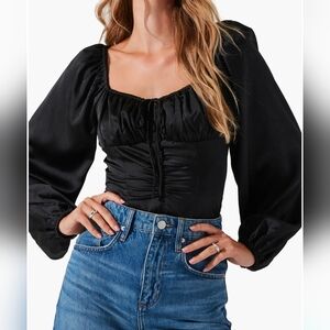 ASTR Black Ruched Bodysuit NWOT